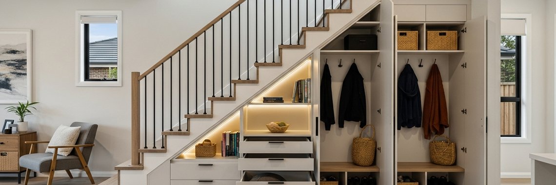 Double Storey Home Designs Aintree: How to Utilize Under-Stair Storage