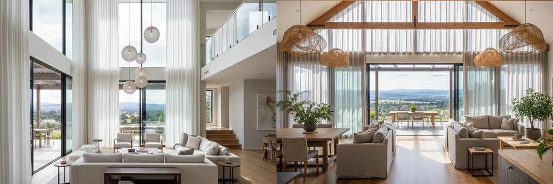 Custom Home Builder Gisborne: Using Raked Ceilings and Grand Voids to Bring the Outdoors In