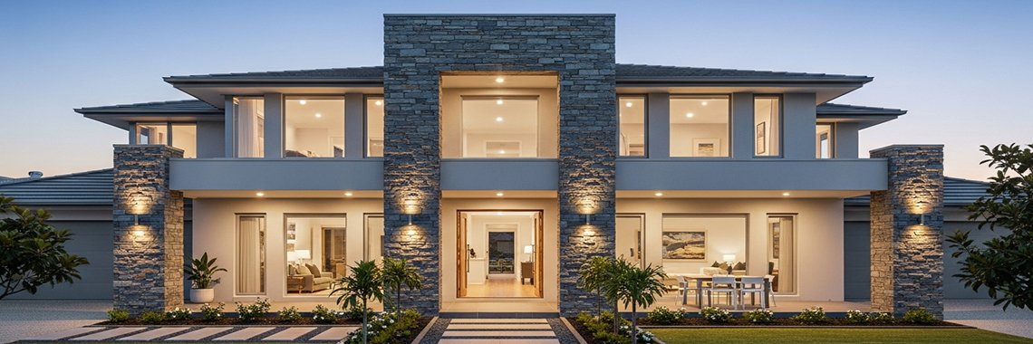 Double Storey House Facade Aintree: Using Natural Stone Cladding to Create a High-End Entrance