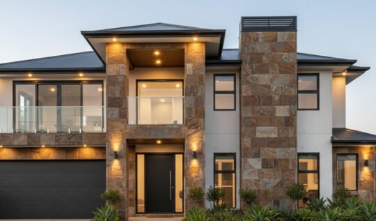 Double Storey House Facade Fraser Rise: Natural Stone Feature Walls