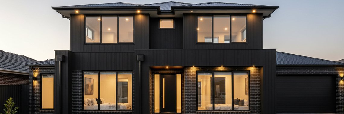 Double Storey House Facade Truganina: The "All Black" Edgy Aesthetic
