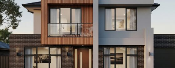 Double Storey House Facade Tarneit: Earthy Tones For Modern Homes