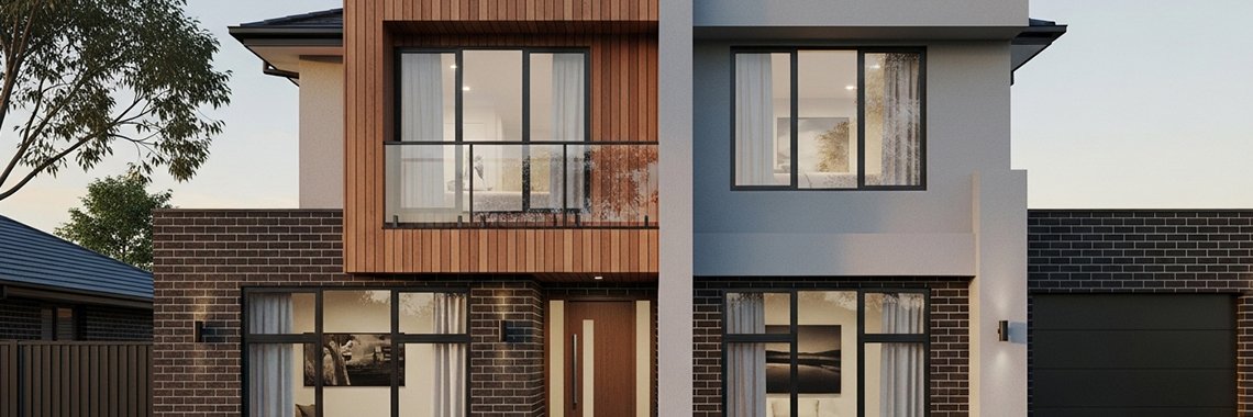 Double Storey House Facade Tarneit: Earthy Tones For Modern Homes